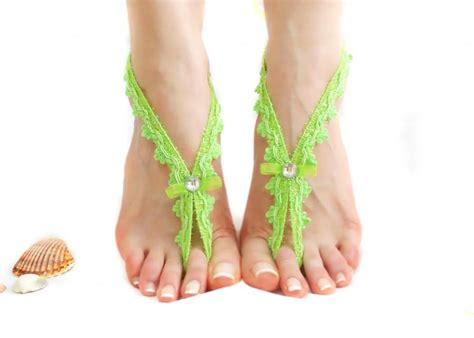 Green Gothic Wedding Barefoot Sandal, Organza, Steampunk, Beach Wedding Barefoot Sandals, Gothic ...