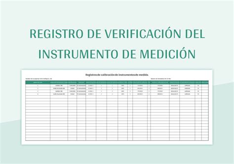 Plantilla De Formato Excel Registro De Verificación Del Instrumento De