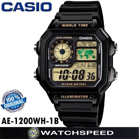 Casio Ae Wh B World Time Illuminator Digital Rubber Sports Gear