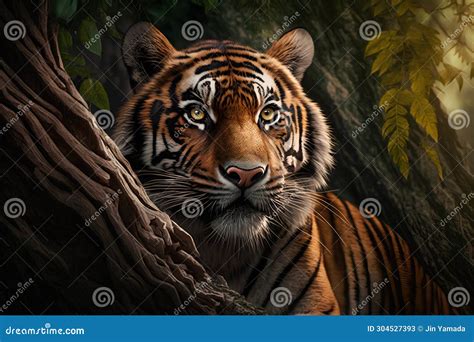 Sumatran Tiger In The Jungle Panthera Tigris Altaica Stock