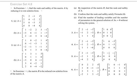 SOLVED Exercise Set 4 8 In Exercises 1 2 Find The Rank And Nullity Of