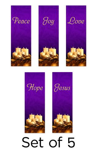 Advent ADV001-004b Purple - All 5 Banner Set - ChurchBanners.com