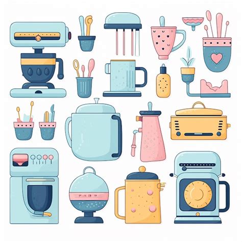 Premium Photo Colorful Kitchen Harmony Cute Kitchen Equipment Clipart