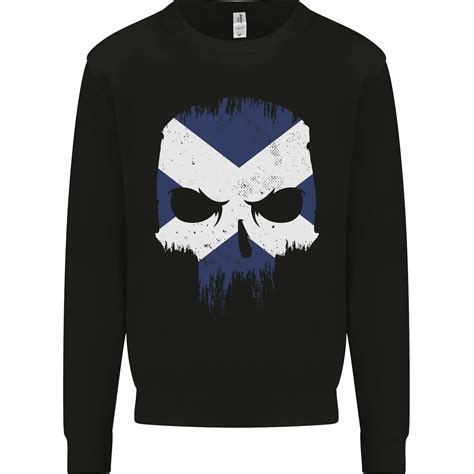 Schottland Totenkopf Schottische Fitness Flagge Biker Kinder Sweatshirt