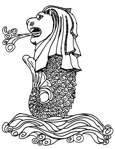 Merlion Coloring Page