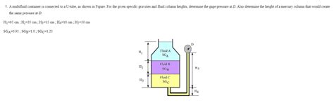 Solved A Multifluid Container Is Connected To A U Tube Chegg