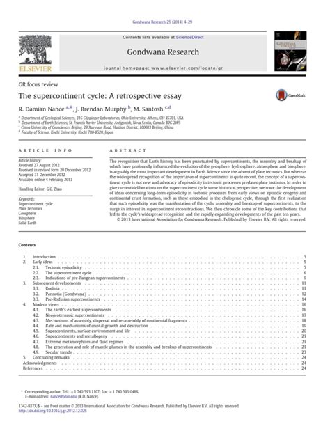 The Supercontinent Cycle - A Retrospective Essay | PDF | Plate ...