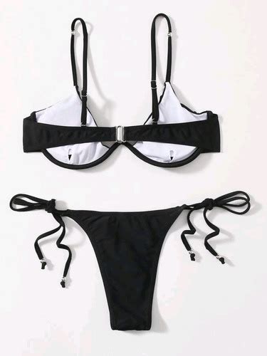 Bikini Negro Con Amarras Y Broche Cuotas sin interés