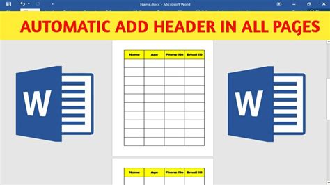 Repeat Table Headers On Every Page On MS Word YouTube