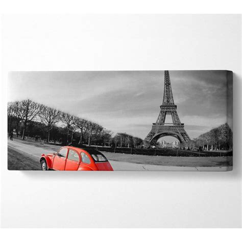 Ebern Designs Rotes Auto Eiffelturm Paris Kunstdrucke Auf Leinwand