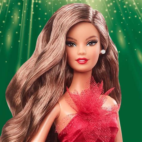 Mavin Barbie Signature Holiday Doll Brunette Red Gown