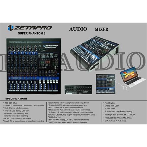 Jual Mixer 8 Channel Zetapro Super Phantom 8 Original Bluetooth USB MP3