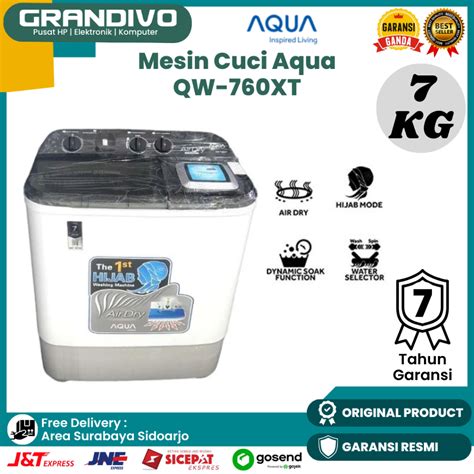 Jual Mesin Cuci Aqua 7KG QW 760XT Low Watt Hijab Mode Fuzzy Logic