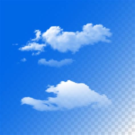 Conjunto de nubes sobre un fondo azul Ilustración vectorial Vector