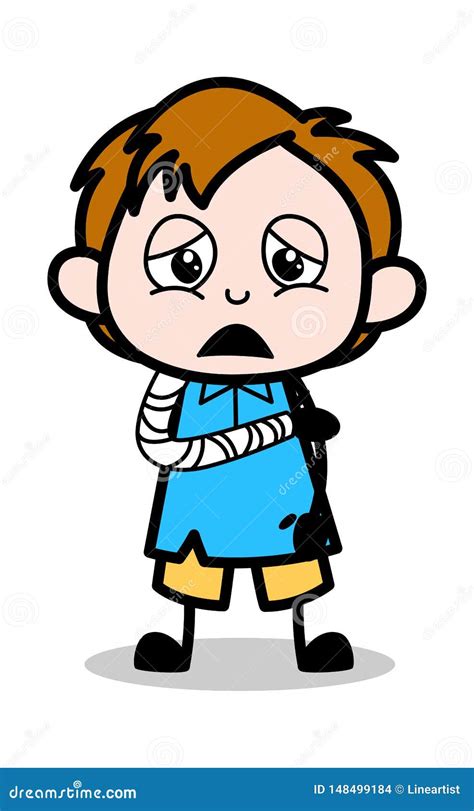 Fractured Hand Patient School Boy Cartoon Character Vector