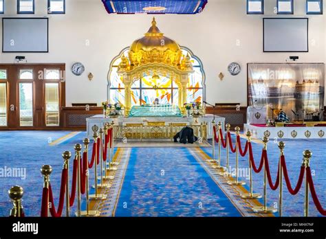 Worshiper and Manji Sahib inside Guru Nanak Darbar Gurdwara, the ...