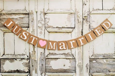 Wedding Banners Just Married Signs Rustic Wedding Decorations Wedding