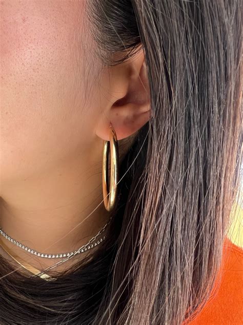 N K Yellow Gold Large Hoop Earrings Minichiello Jewellers