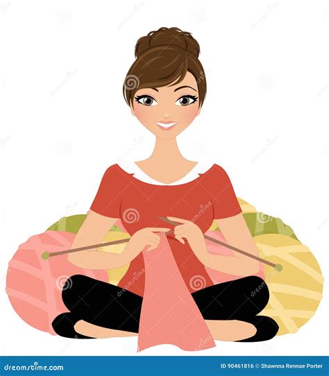 Knitting Woman Stock Illustration Illustration Of Design