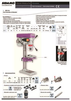 Perceuse A Colonne Sidamo B Pdf Notice Manuel D Utilisation