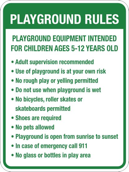 Playground Rules Sign 18x24 Green