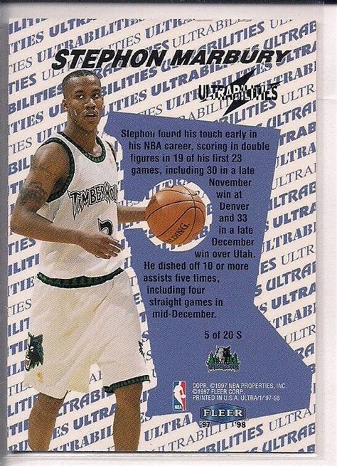 Fleer Ultra Ultrabilities Stephon Marbury Insert Card No Of