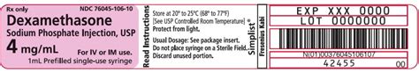 Dailymed Dexamethasone Sodium Phosphate Injection Solution