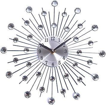 Livivo Stylish Cm Silver Diamante Beaded Jeweled Round Sunburst Metal