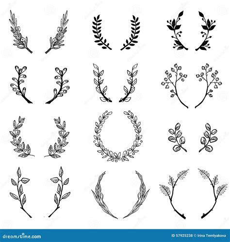 Wreath Collection Vector Silhouette Stock Vector Illustration Of