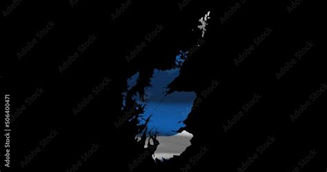 Scotland national flag on map outline, waving animation. 4K alpha ...