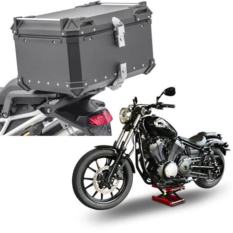 Set Baul Alu Moto Xb Top Case Negro L Bagtecs Con Moto Elevador De