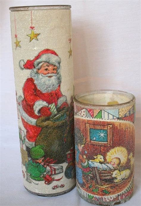 Vintage Christmas Glittery Frosted Glass Nativity Candle Christmas Memory Vintage Christmas