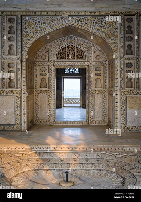 AGRA, INDIA - CIRCA NOVEMBER 2018: Interior of the Agra Fort. This is a historical fort in the ...