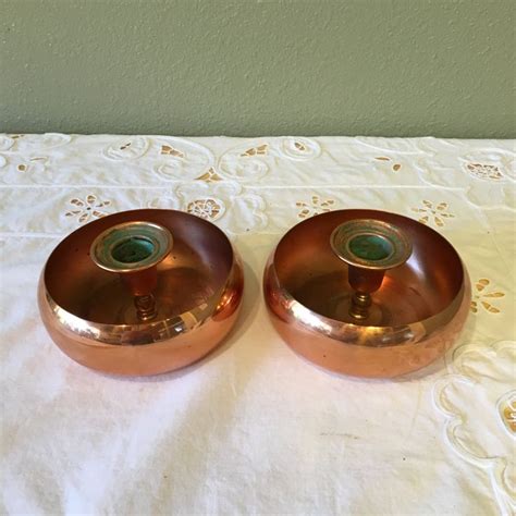 Set Of Copper Candle Holders Coppercraft Guild Taunton Etsy