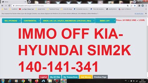 IMMO OFF KIA HYUNDAI CONTINENTAL SIM2K 140 141 142 143 341 YouTube