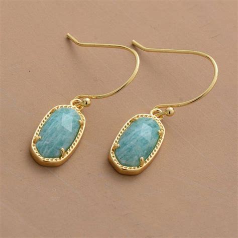 Boucles D Oreilles Pierre Naturelle Amazonite Dor E Chakras Shop