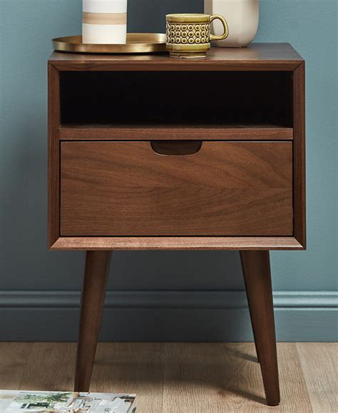 Loft By Temple Webster Walnut Olsen Scandinavian Style Bedside Table