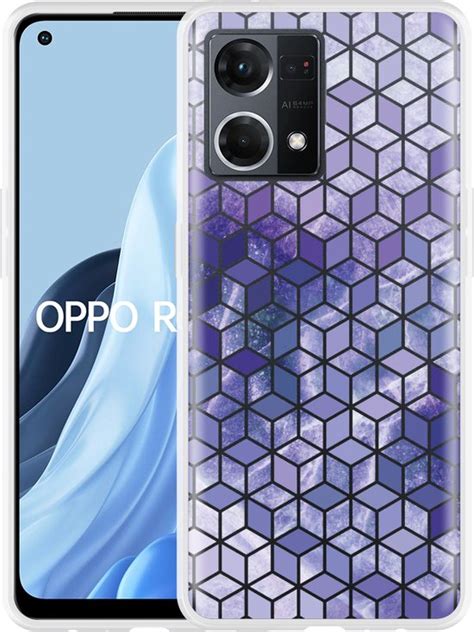 Oppo Reno Hoesje Paars Hexagon Marmer Designed By Cazy Bol