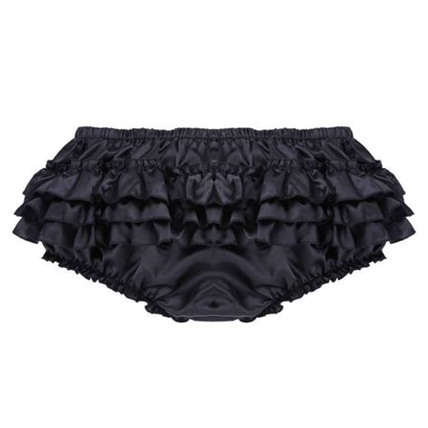 YONGHS Homme Sissy Slip Sexy Bloomers Volant Sous vêtement Shorty Gay Jockstrap M XXL Noir