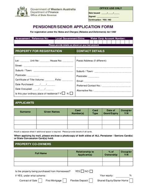 Fillable Online Pensioner Seniors Rates And Charges Application Form