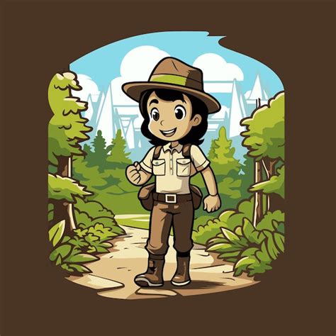 Ni O Explorador Con Mochila Y Sombrero En El Bosque Ilustraci N