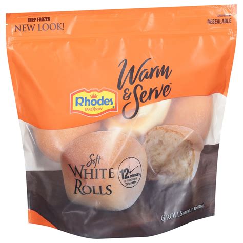 Rhodes Bake N Serv Warm N Serv Soft Yeast White Rolls 6 Ct Bag 11 4 Oz