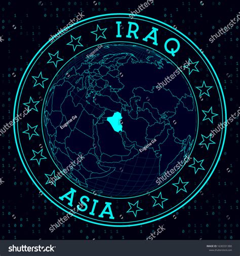 Republic Iraq Round Sign Futuristic Satelite Stock Vector Royalty Free