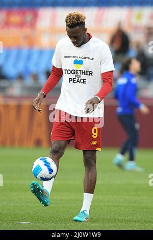 Tammy Abraham Of Roma During Warm Up Before The Italian Championship