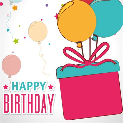 Happy Birthday Charity ECard With Gift Box And Balloons Send A