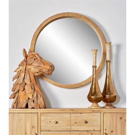 Litton Lane 36 In Round Brown Dresser Wall Mirror 89273 The Home Depot