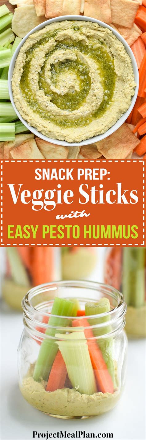 Snack Prep Veggie Sticks With Easy Pesto Hummus Project Meal Plan