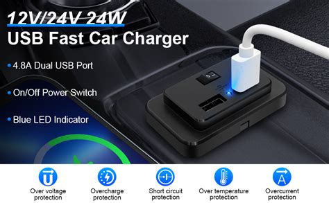 A Dual Usb Car Charger Socket With Switch V V Adaptor Power Usb