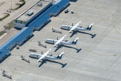 Aerial Photo Parked Westjet Dash 8 Aircraft