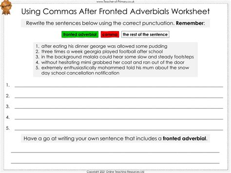 Using Commas After Fronted Adverbials - PowerPoint | English Year 3